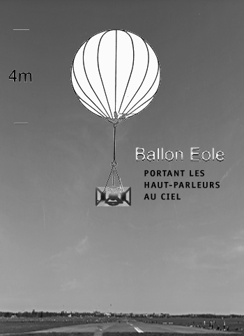 Le ballon Eole porteur des haut-parleurs DANS LE CIEL, il y a 7 ballon-sondes